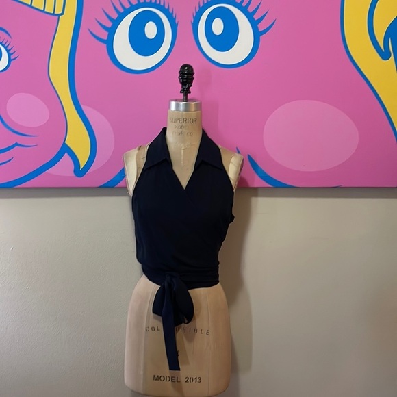 Moschino Silk Wrap Blouse Cruise Me Baby Sleeveless